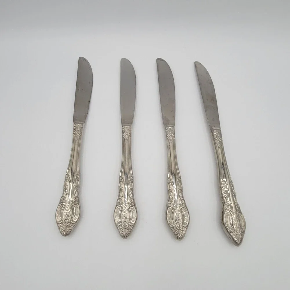 Baroque By‎ Estia Four Dinner Knives 18/8 Stainless Korea Flatware Replacement